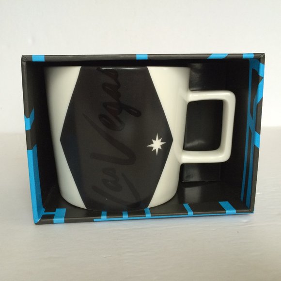 New 2014 Starbucks Las Vegas Black Star Coffee Mug Black Blue Interior 14 oz - Picture 1 of 9
